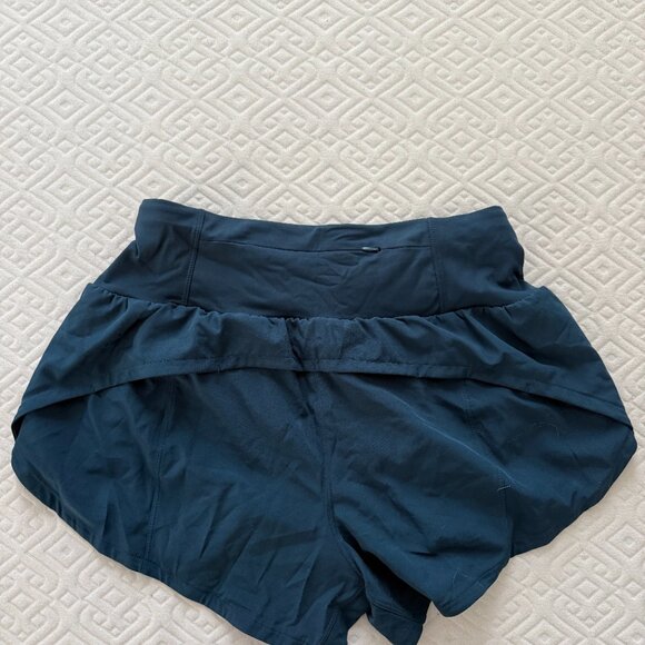 LIKE NEW Dark Blue Teal Running Shorts Hidden Pockets Size L - Picture 2 of 6